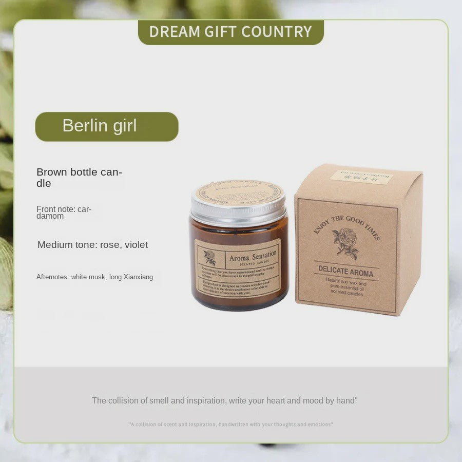 Aromatherapie Kaars in Bruine Glazen Pot - Geurkaars voor Ontspanning & Cadeau
