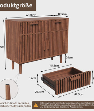 Mid-Century Houten Buffetkast met 2 Lades en 2 Deuren - Stijlvolle Console voor Woonkamer of Hal