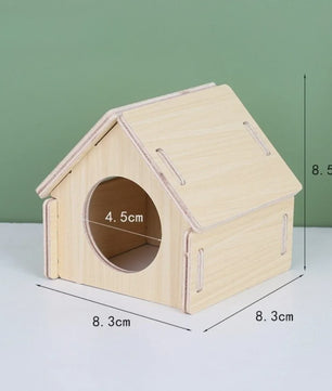 Houten Hamster Villa: Speelhuis met Klimplatform en Verhoogd Platform - Duurzaam Knaagdier Accessoire