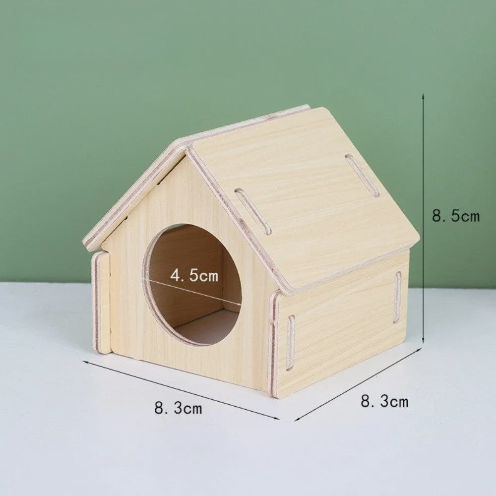 Houten Hamster Villa: Speelhuis met Klimplatform en Verhoogd Platform - Duurzaam Knaagdier Accessoire