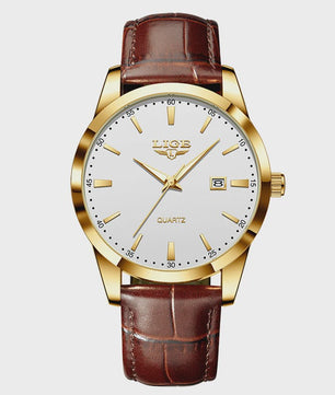 LIGE Heren Horloge Bruin Leer - Stijlvol Militair Quartz Horloge met Datum & Waterdicht