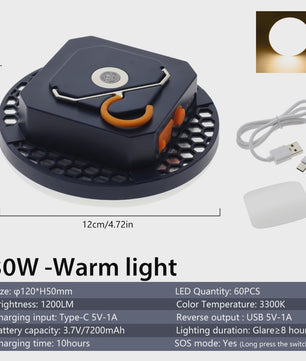 Oplaadbare Camping Lantaarn met Powerbank - 3 Lichtstanden, IP65 Waterdicht