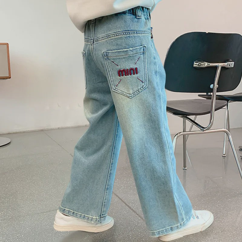 Stoere Wijde Jeans voor Meisjes - Comfortabele Streetwear Kinderbroek