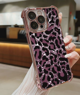 Luxe Leopard Print Telefoonhoesje met Plating & Anti-Val Bescherming voor Samsung