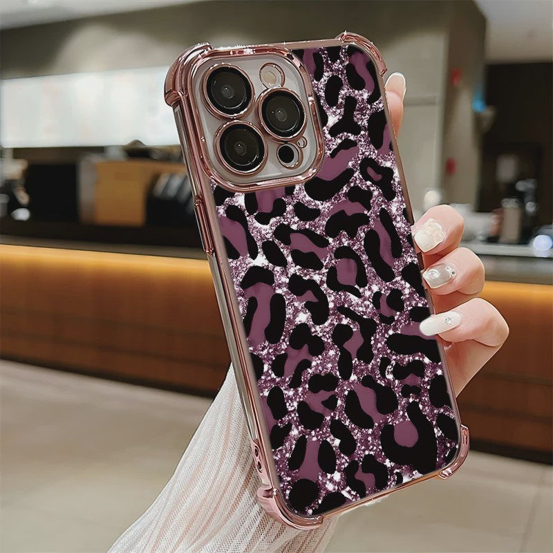 Luxe Leopard Print Telefoonhoesje met Plating & Anti-Val Bescherming voor Samsung