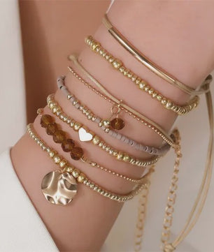 Set van 4 Bohemia Stijl Armbanden met Schelp & Zirkonia - Zomerse Beach Vibes