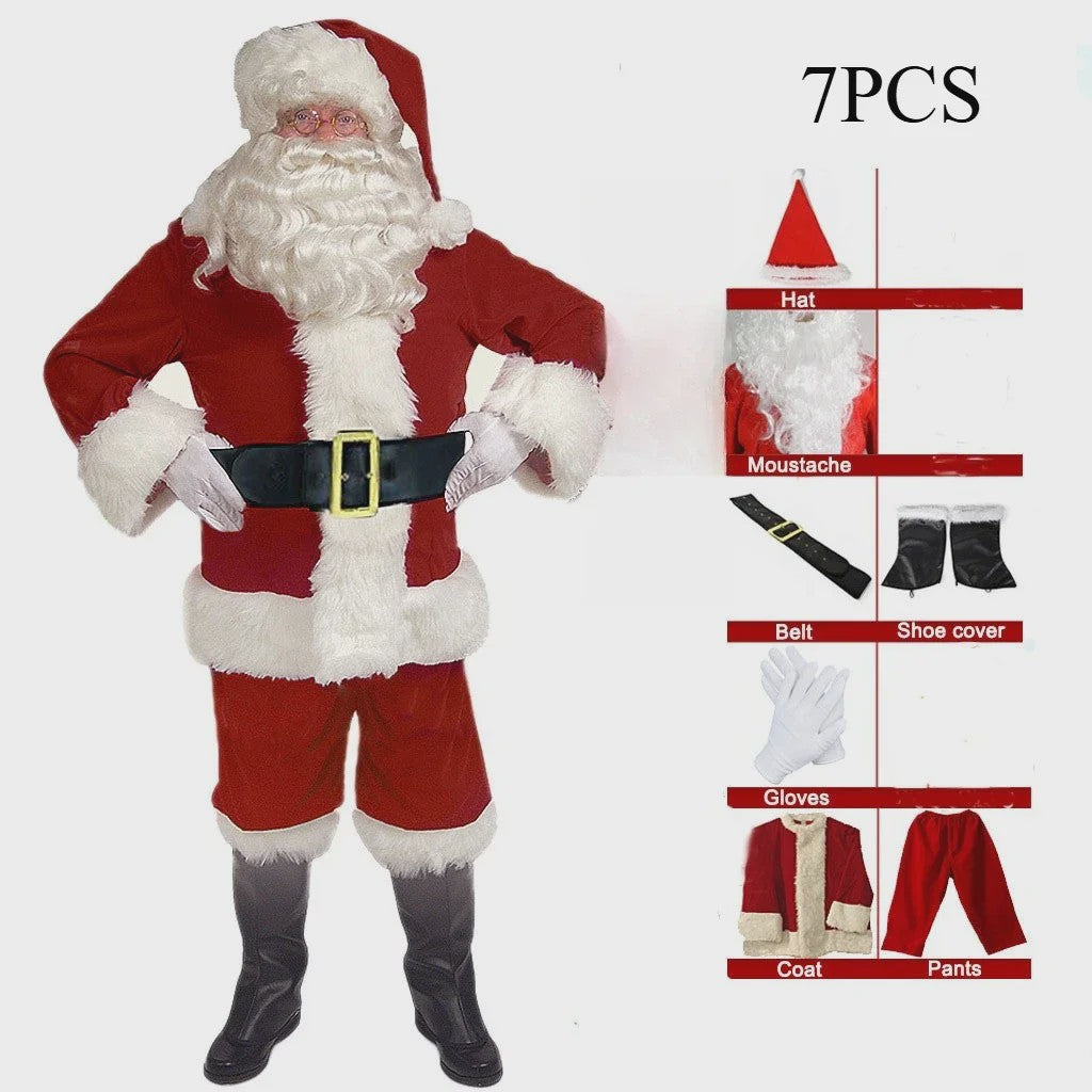 Luxe Gouden Fluweel Santa Claus Kostuum voor Heren - Perfect voor Kerst, Halloween & Feesten