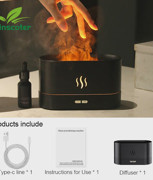 Vlam Effect Aroma Diffuser Luchtbevochtiger met LED Verlichting - Sfeervol & Rustgevend