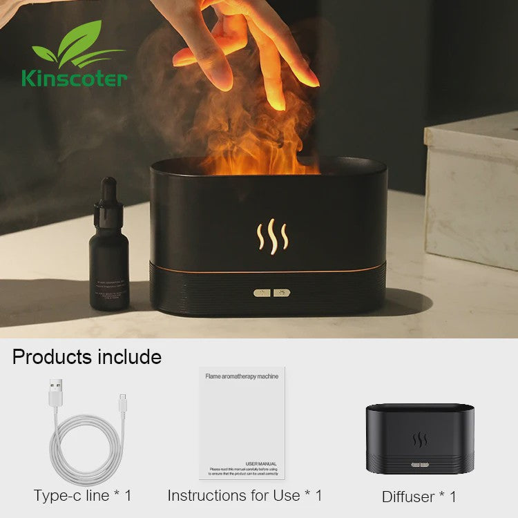 Vlam Effect Aroma Diffuser Luchtbevochtiger met LED Verlichting - Sfeervol & Rustgevend