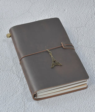 Leren Reisdagboek Navulbaar - Handgemaakt Retro Notitieboek voor Schrijven, Tekenen & Cadeau