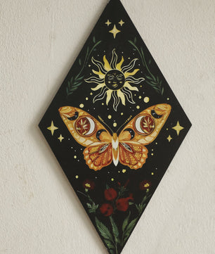 Unieke Houten Wanddecoratie Ruit Vlinder Maan Ster - Scandinavische Stijl