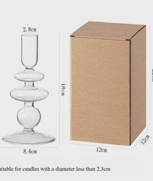 Nordic Glazen Kandelaar met Bubbel Design - Transparant Gekleurd