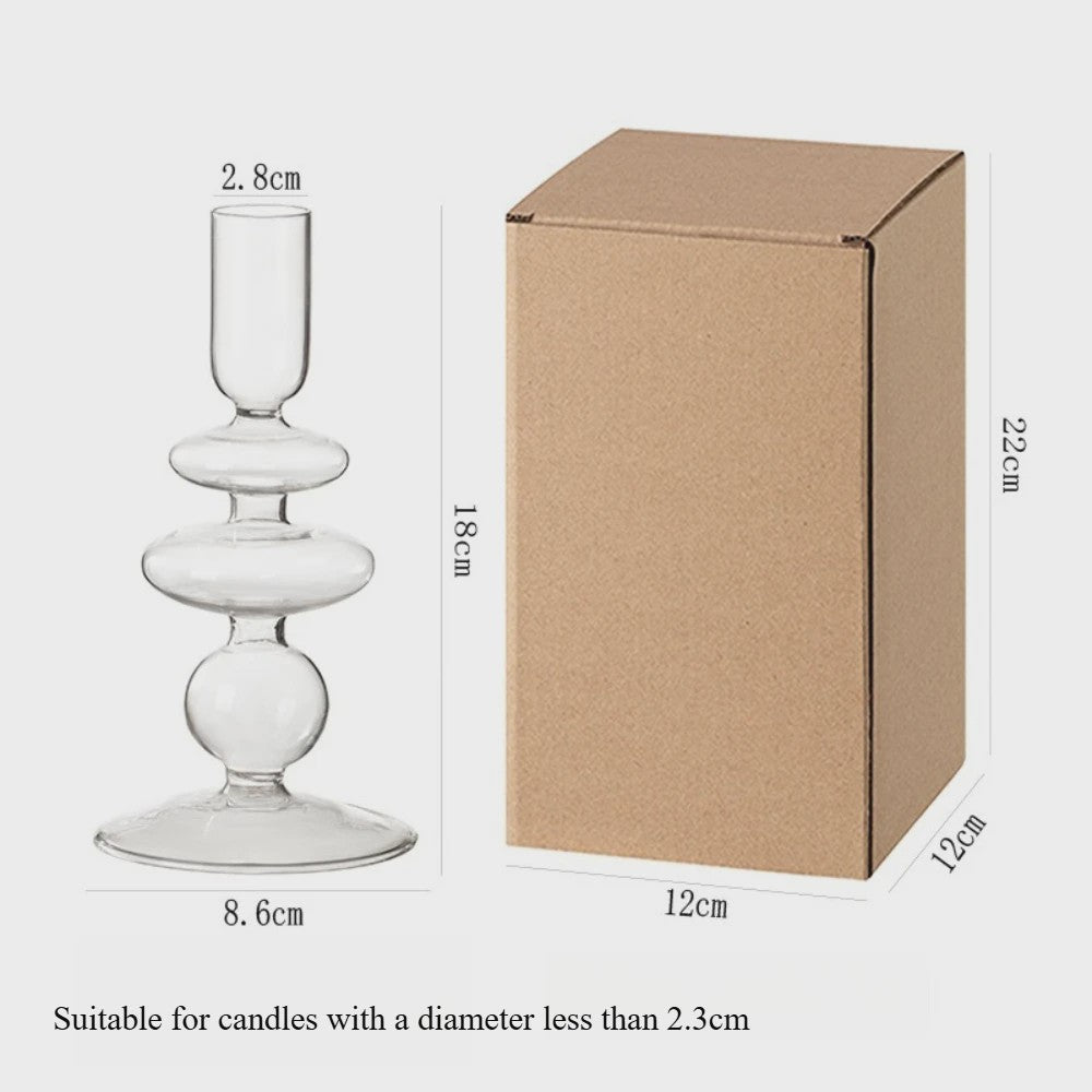 Nordic Glazen Kandelaar met Bubbel Design - Transparant Gekleurd