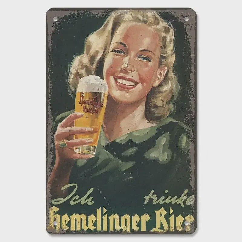 Retro Metal Bier Merk Poster - Decoratie voor Man Cave, Bar & Club