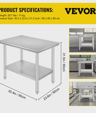 Professionele RVS Werkbank met Onderblad - Ideaal voor Keuken, Horeca & Garage