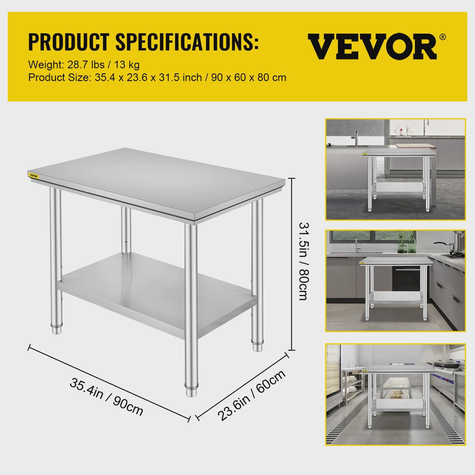 Professionele RVS Werkbank met Onderblad - Ideaal voor Keuken, Horeca & Garage