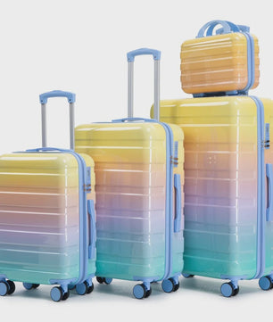4-delige PC Hard Shell Koffer Set met Gradient Strepen en Cijferslot - Spinner Trolley Bagage