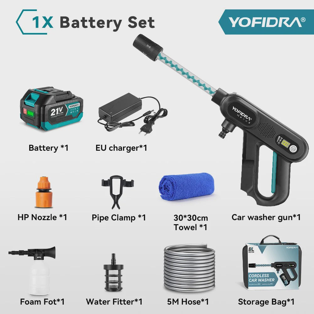 YOFIDRA 220Bar Accu Hogedruk Autowas Spuitpistool - Borstelloze Motor, 3 standen, voor Makita 21V Batterij