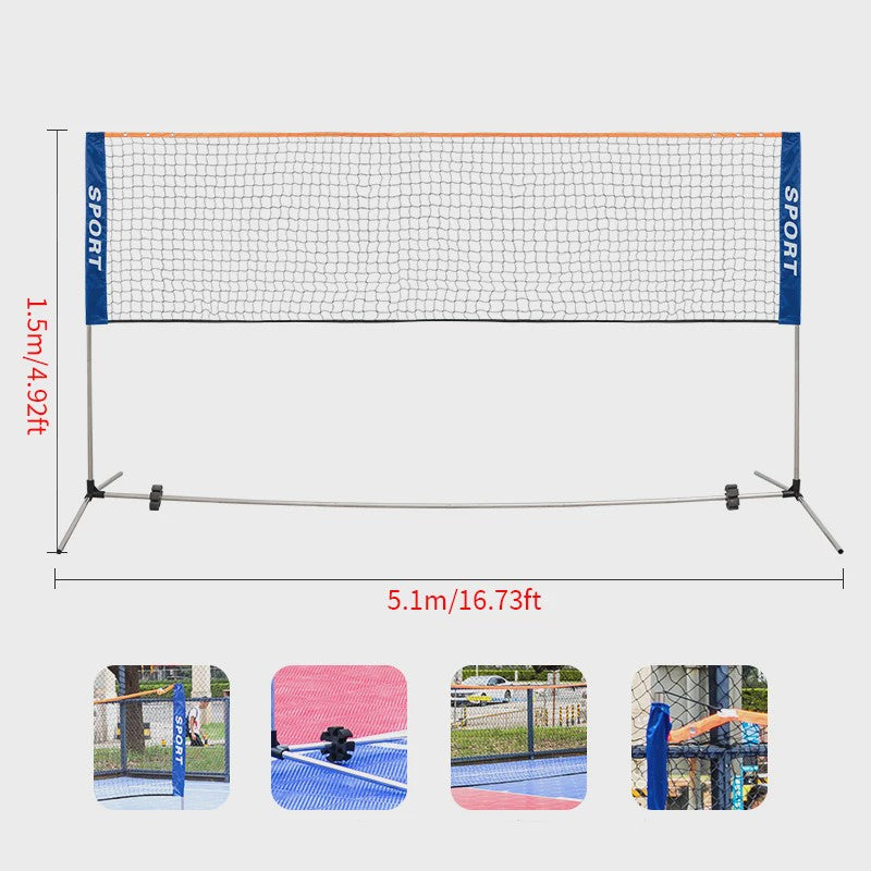 Draagbaar Badminton Net Frame - Opvouwbaar & Standaard Formaat voor Buiten & Binnen