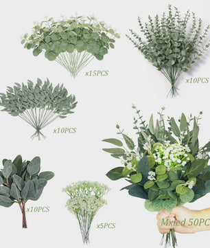 Kunstmatige Eucalyptus Takken & Bladeren Mix (50/90 Stuks) - Bloemstukken & Decoratie