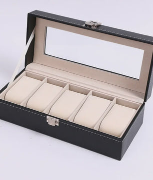 Luxe PU Leder Horlogedoos met Glazen Deksel - Diverse Vakverdelingen (2-12 Girds)