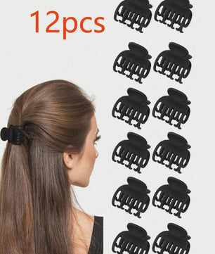 Set van 3 of 12 Matte Mini Klipjes voor Dun Haar - 4 cm - Antislip Haaraccessoires