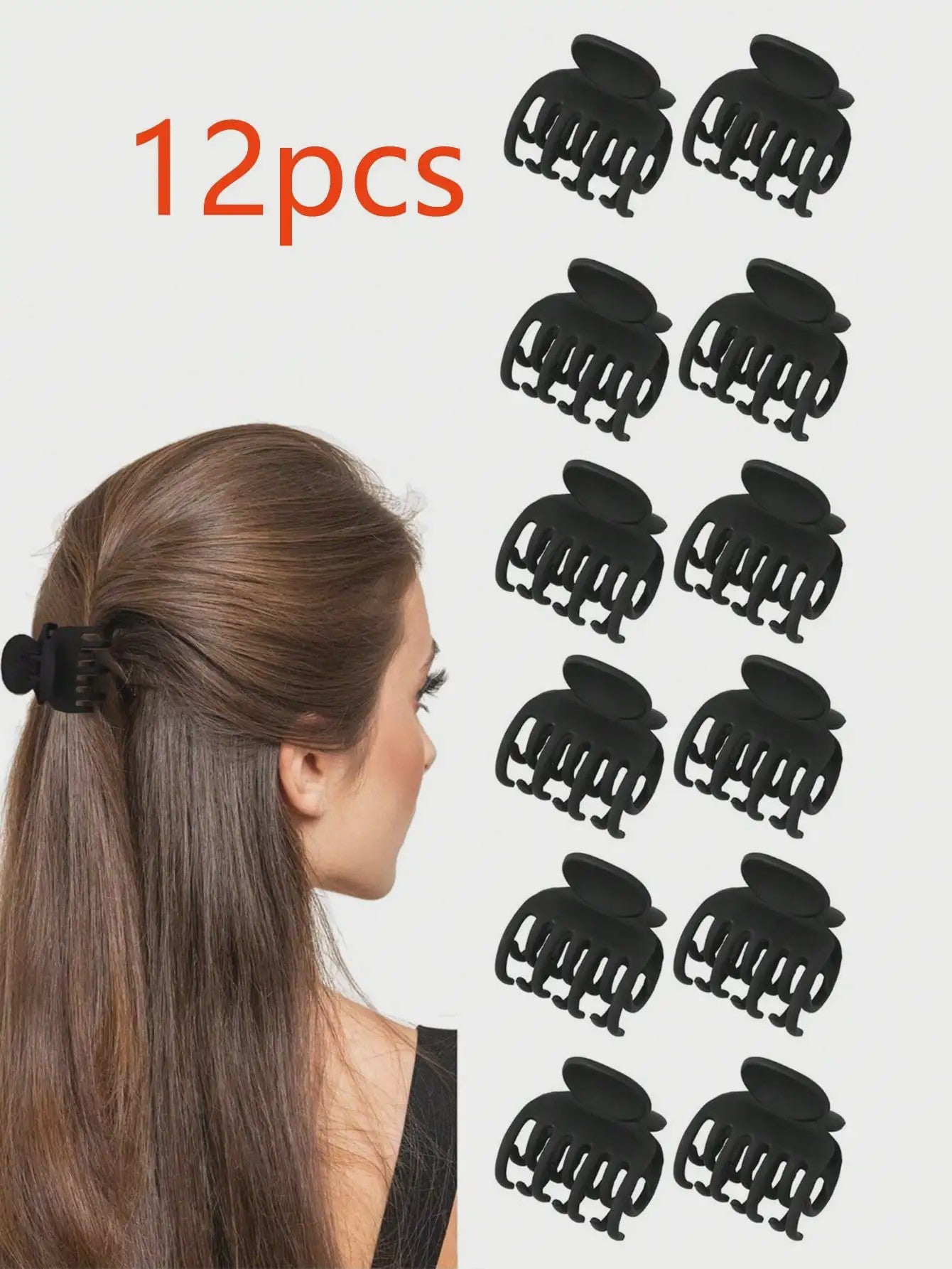 Set van 3 of 12 Matte Mini Klipjes voor Dun Haar - 4 cm - Antislip Haaraccessoires
