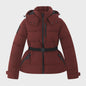 Dames Winter Parka Jas met Capuchon, Hoge Taille en Riem - Warm & Winddicht