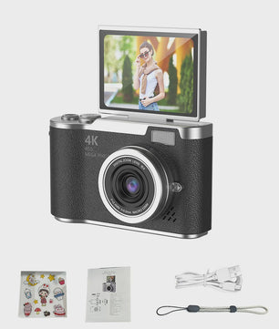 4K Digitale Camera met 48MP, 8x Zoom & Flip Screen - Ideaal voor Studenten