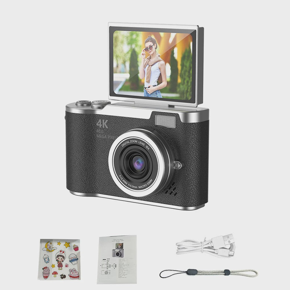 4K Digitale Camera met 48MP, 8x Zoom & Flip Screen - Ideaal voor Studenten