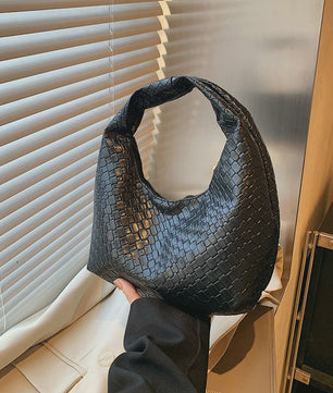 Dames Hobo Schoudertas van Zacht PU Leer - Woven Embossed Design
