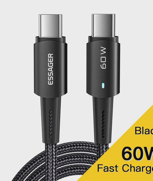 Essager PD 100W Type C naar C Kabel - Snel Opladen & Data voor Telefoon, Laptop, iPad