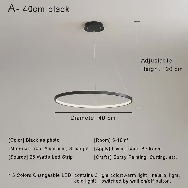 Moderne Minimalistische LED Ring Plafondlamp - Stijlvolle Hanglamp voor Woonkamer & Eetkamer