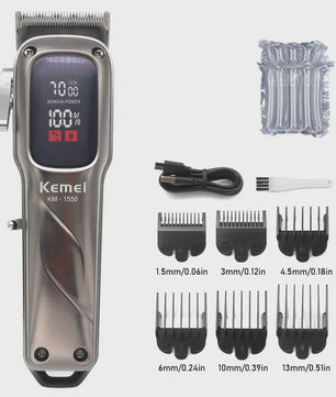 Kemei KM-1550 Professionele Baardtrimmer & Haarklipper voor Mannen - Draadloos, LED Display, USB