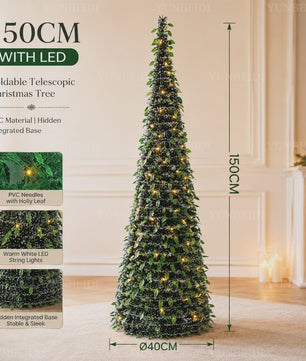 Opvouwbare Kunstkerstboom met LED-verlichting - 150cm of 180cm - Ruimtebesparend & Sfeervol