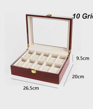 Luxe Houten Horlogedoos met Glas - Diverse Slots & Stijlvolle Opbergoplossing