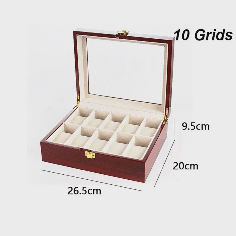 Luxe Houten Horlogedoos met Glas - Diverse Slots & Stijlvolle Opbergoplossing