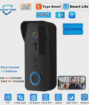 Slimme WiFi Video Deurbel met 1080P Camera, Tweeweg Audio & Nachtzicht - Tuya App