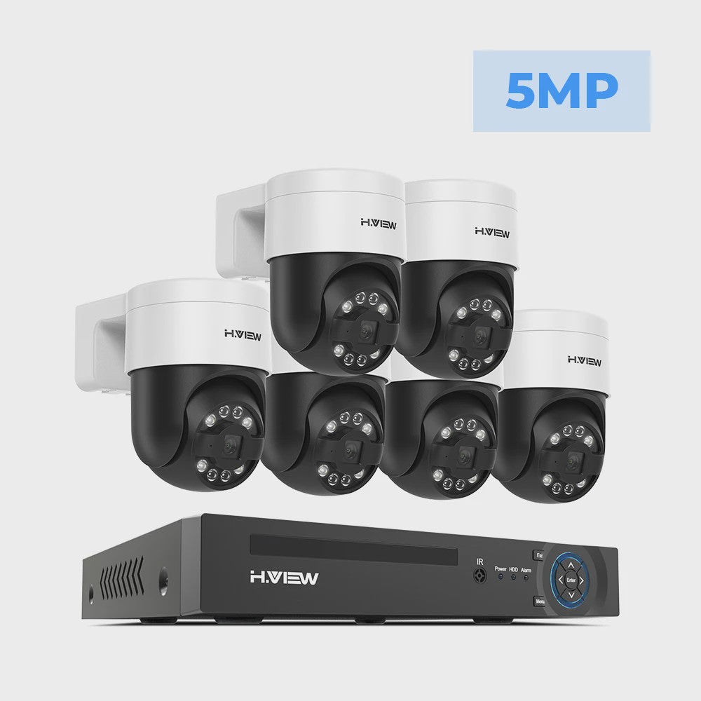 H.VIEW 8-Kanaals 4K/8MP Beveiligingscamera Systeem met PTZ & Humanoid Detectie - Complete Kit