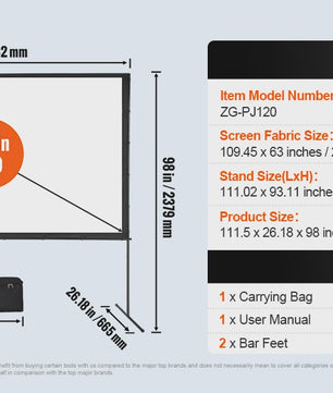 Draagbaar Projectiescherm met Statief - 100/120/150 inch - 16:9 - 4K HD