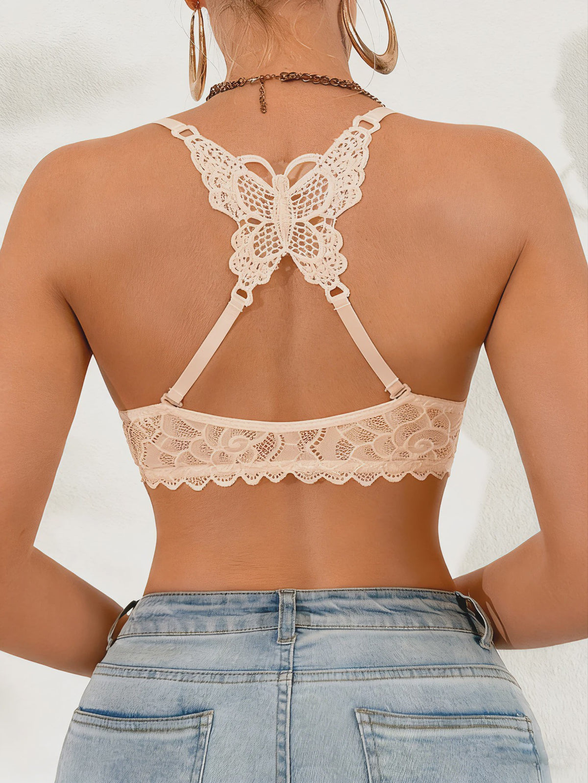 Luxe kanten push-up bh met vlinderdetail en voorsluiting