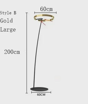Moderne Gouden Ring Vloerlamp - Minimalistisch Design, Luxe Verlichting voor Woonkamer