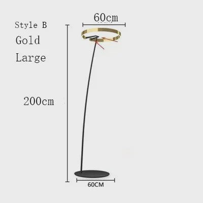 Moderne Gouden Ring Vloerlamp - Minimalistisch Design, Luxe Verlichting voor Woonkamer