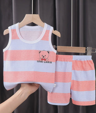 Zomer Set Kinderen: Katoenen Mouwloos Vest & Shorts met Leuke Prints