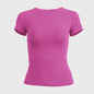 Dames Slim Fit Gebreid T-shirt met Ronde Hals - Korte Mouwen