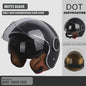 Vintage Open Motorhelm met Dubbel Vizier - DOT Gecertificeerd, Retro Stijl