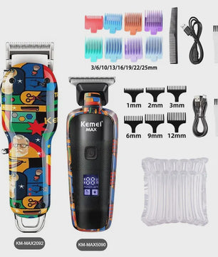 Kemei Oplaadbare Elektrische Tondeuse met Graffiti Design - Professionele Baardtrimmer & Scheerapparaat