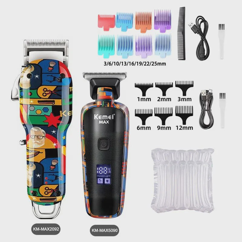 Kemei Oplaadbare Elektrische Tondeuse met Graffiti Design - Professionele Baardtrimmer & Scheerapparaat