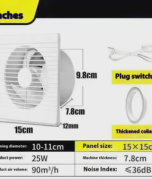 Ventilator Afzuigventilator 4, 6, 8 Inch - Badkamer, Keuken, Toilet - Wit