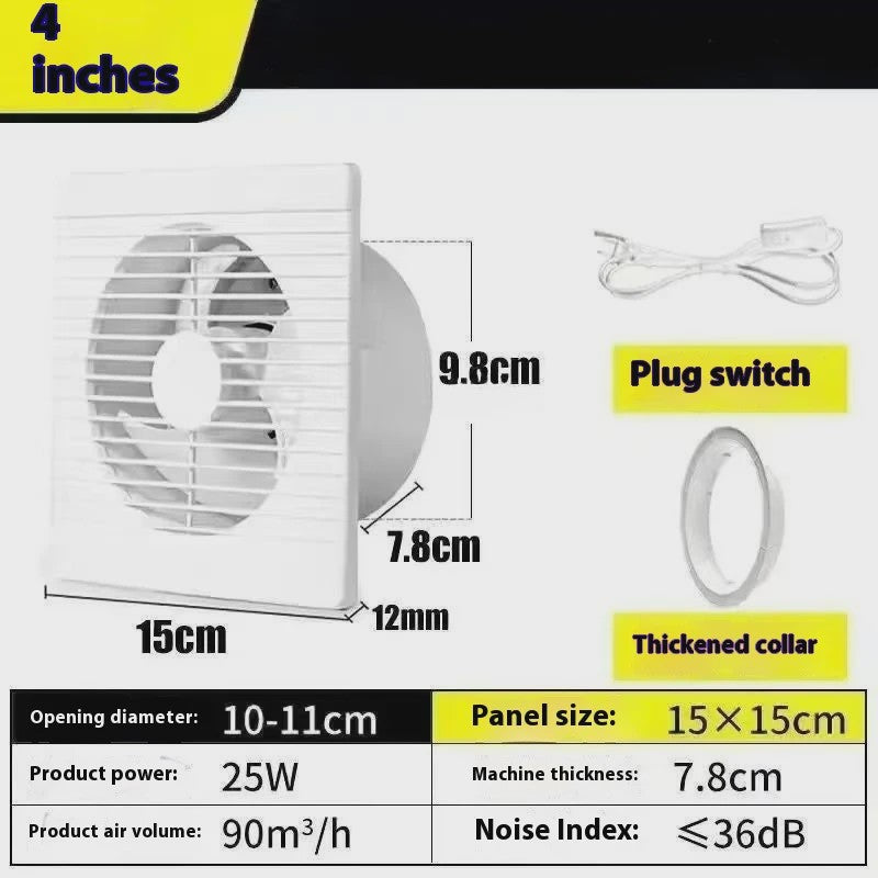 Ventilator Afzuigventilator 4, 6, 8 Inch - Badkamer, Keuken, Toilet - Wit